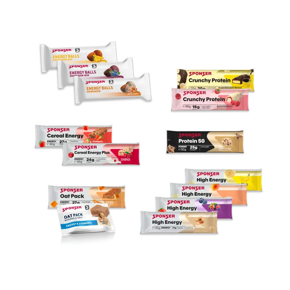 Sponser Riegel Testpaket box barrette proteiche assortite