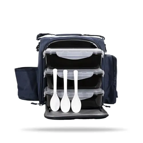 GymBeam FIT Prep Borsa Termica Porta Pranzo Blue Navy 3 Box