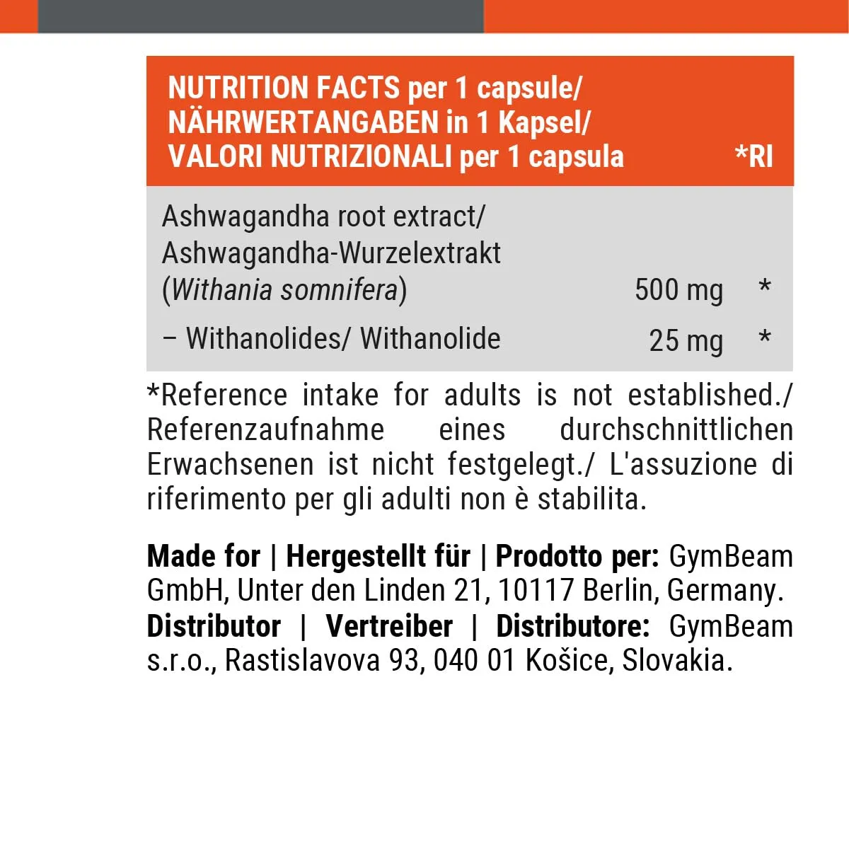 GymBeam Ashwagandha 500 mg capsule 90 cps