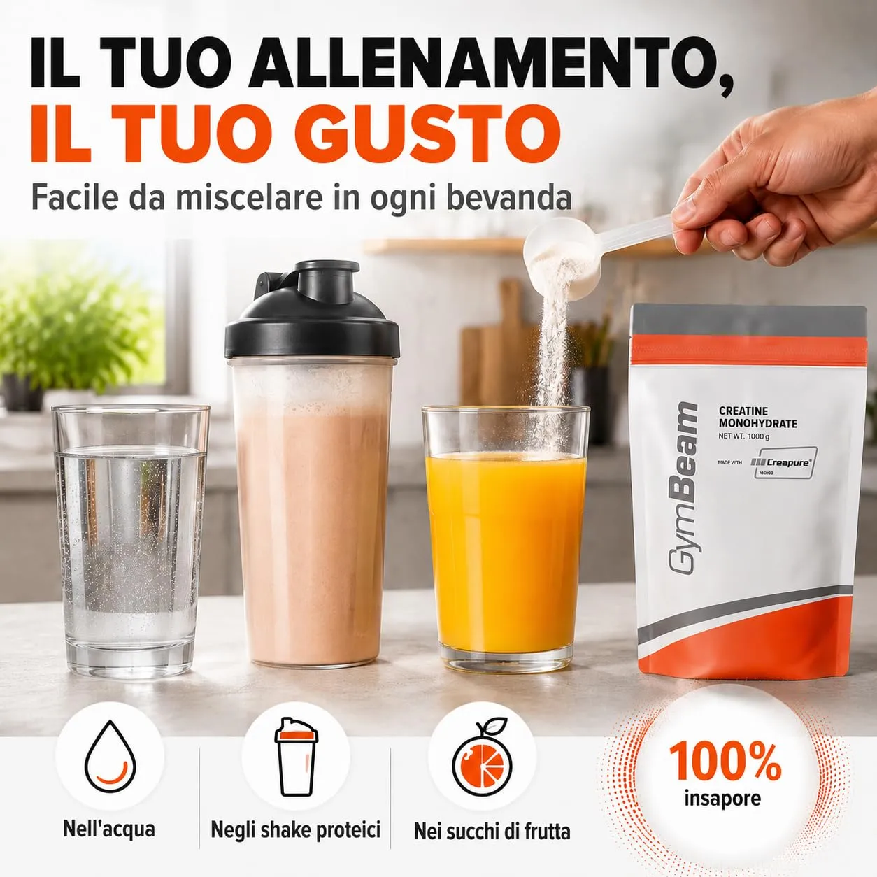 GymBeam Creatina Monoidrato Micronizzata 250 g Neutra Creapure