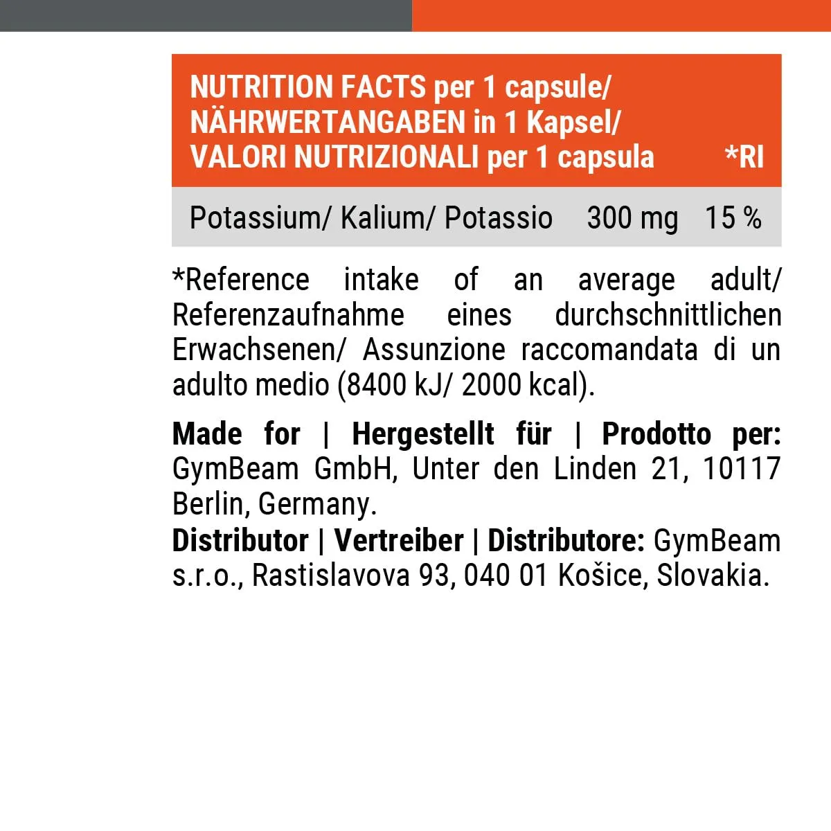 GymBeam Potassio citrato capsule 60 cps 300 mg