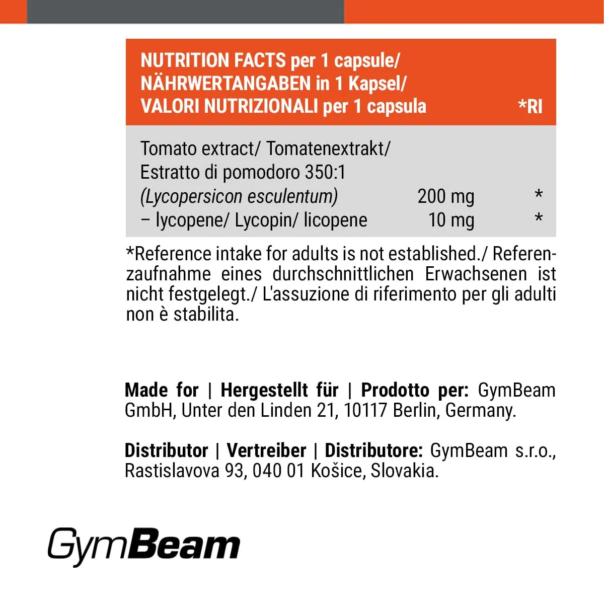 GymBeam Licopene Capsule 20 mg 90 cps Antiossidante