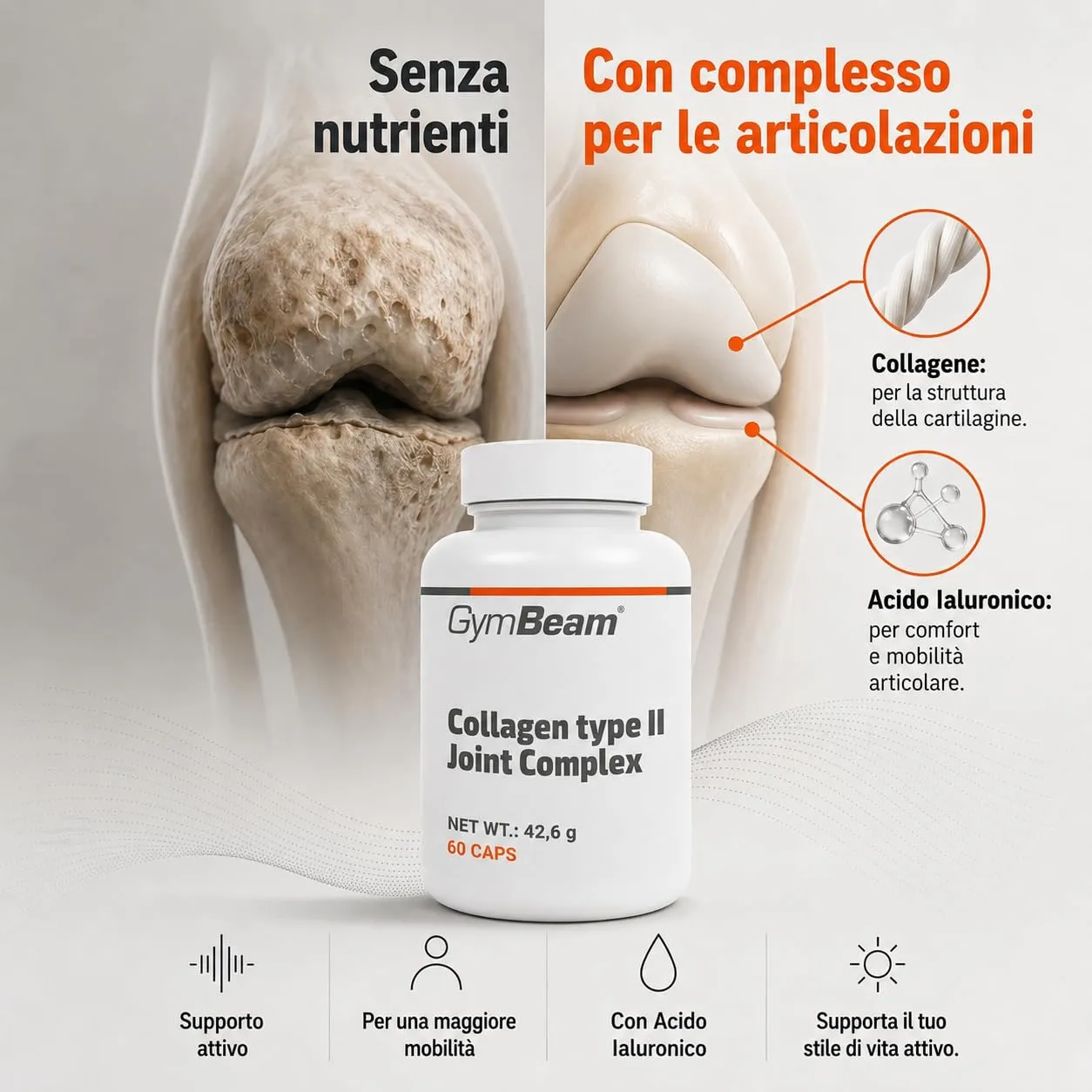 GymBeam Collagene Acido Ialuronico 60 cps tipo II