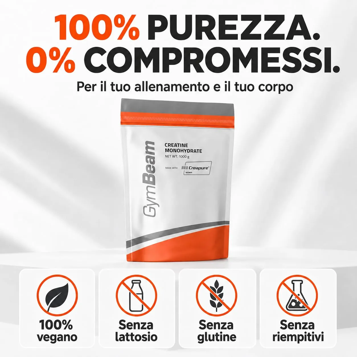 GymBeam Creatina Monoidrato Micronizzata 250 g Neutra Creapure
