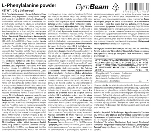 GymBeam L-Fenilalanina Polvere 250 g Vegana