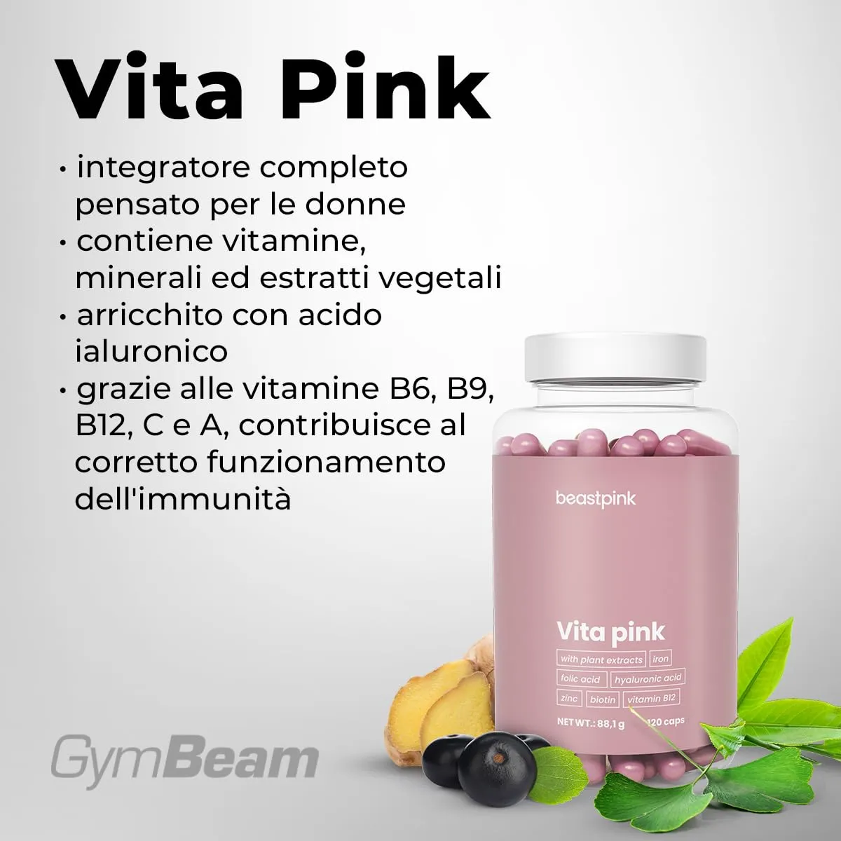 GymBeam Vita Pink multivitaminico donna 120 capsule energia