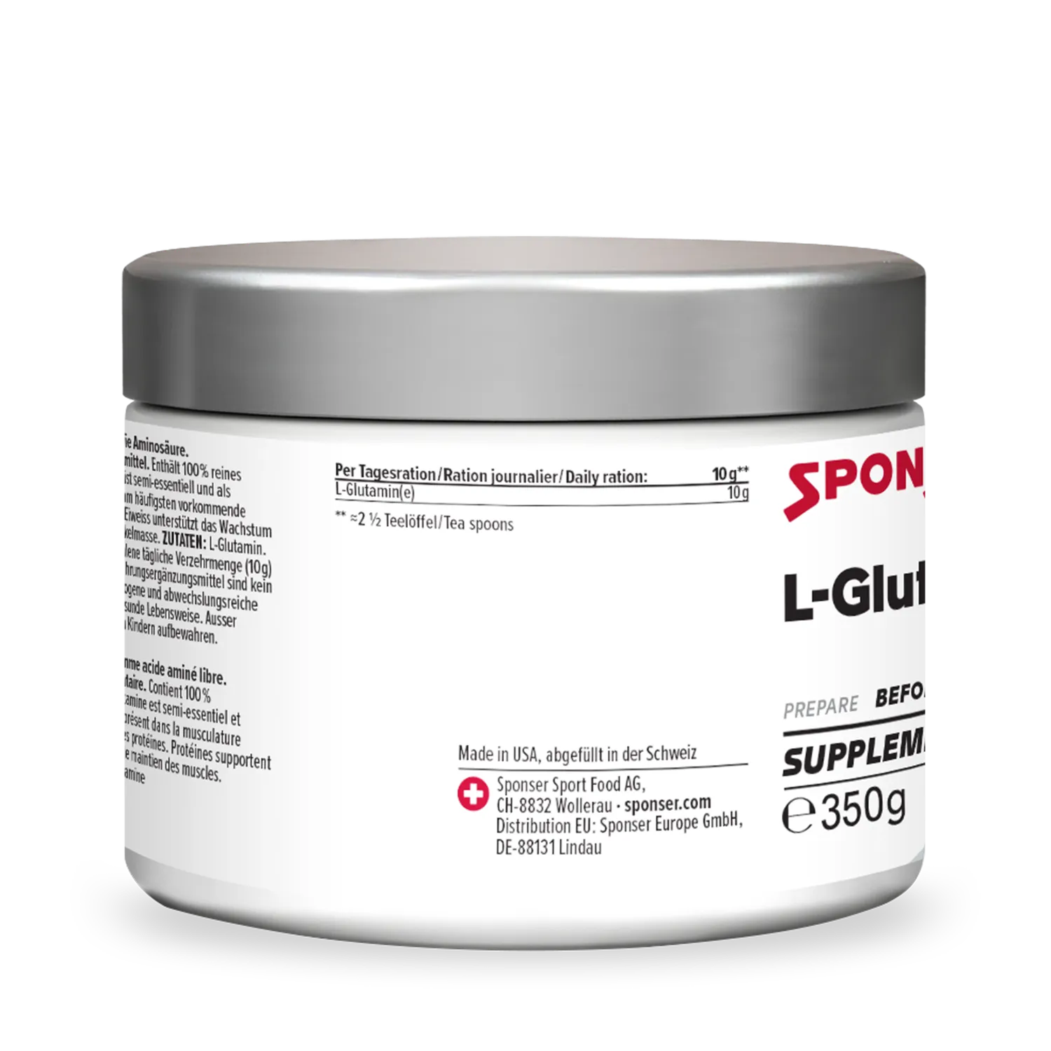Sponser L-Glutamine integratore neutro 350 g recupero