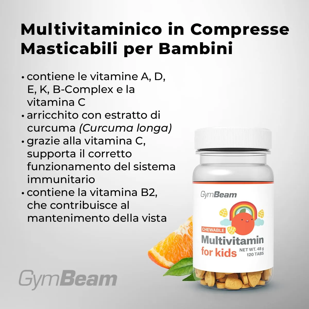 GymBeam Multivitaminico Bambini gommose 120 cps arancia