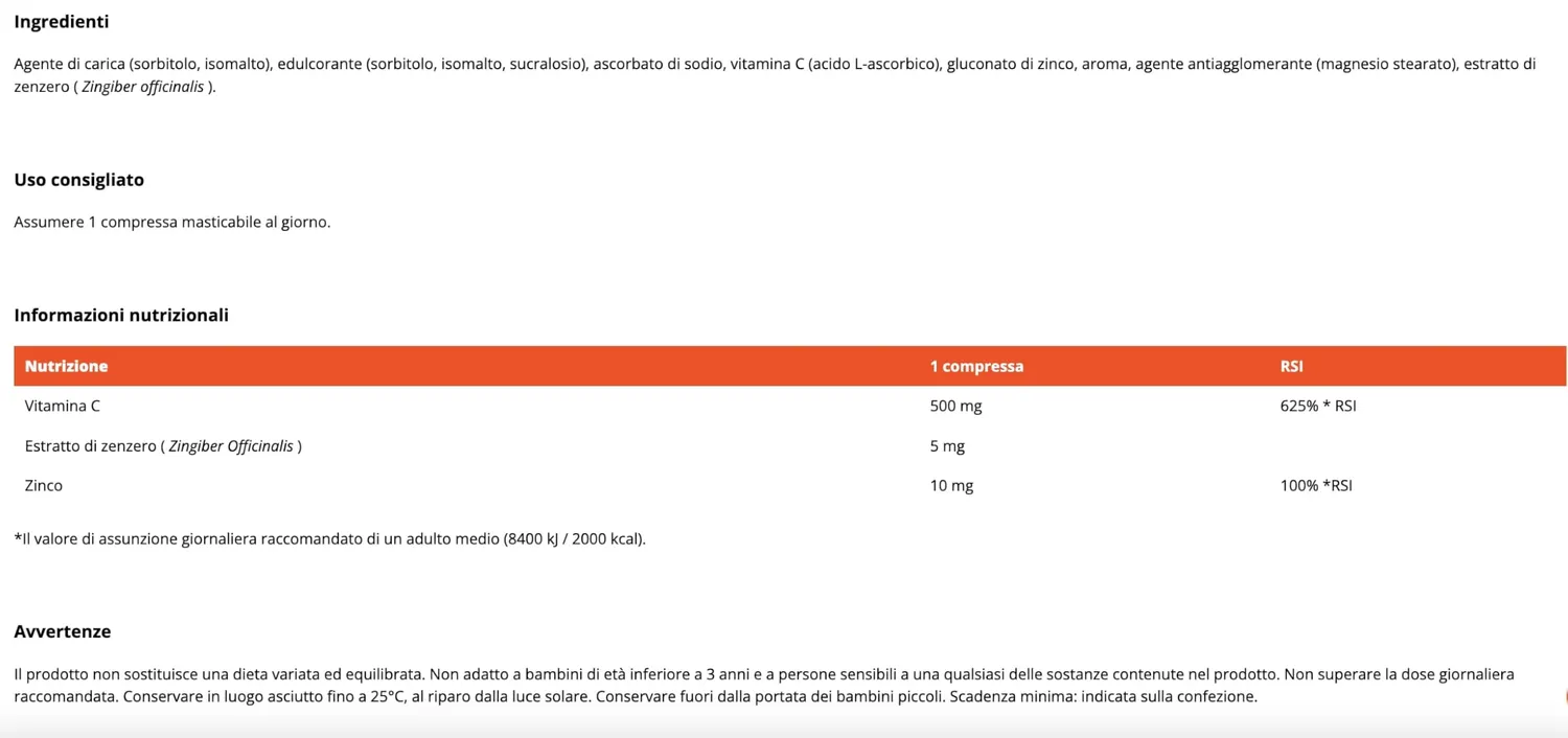 GymBeam Vitamina C Zinco integratore 90 compresse zenzero