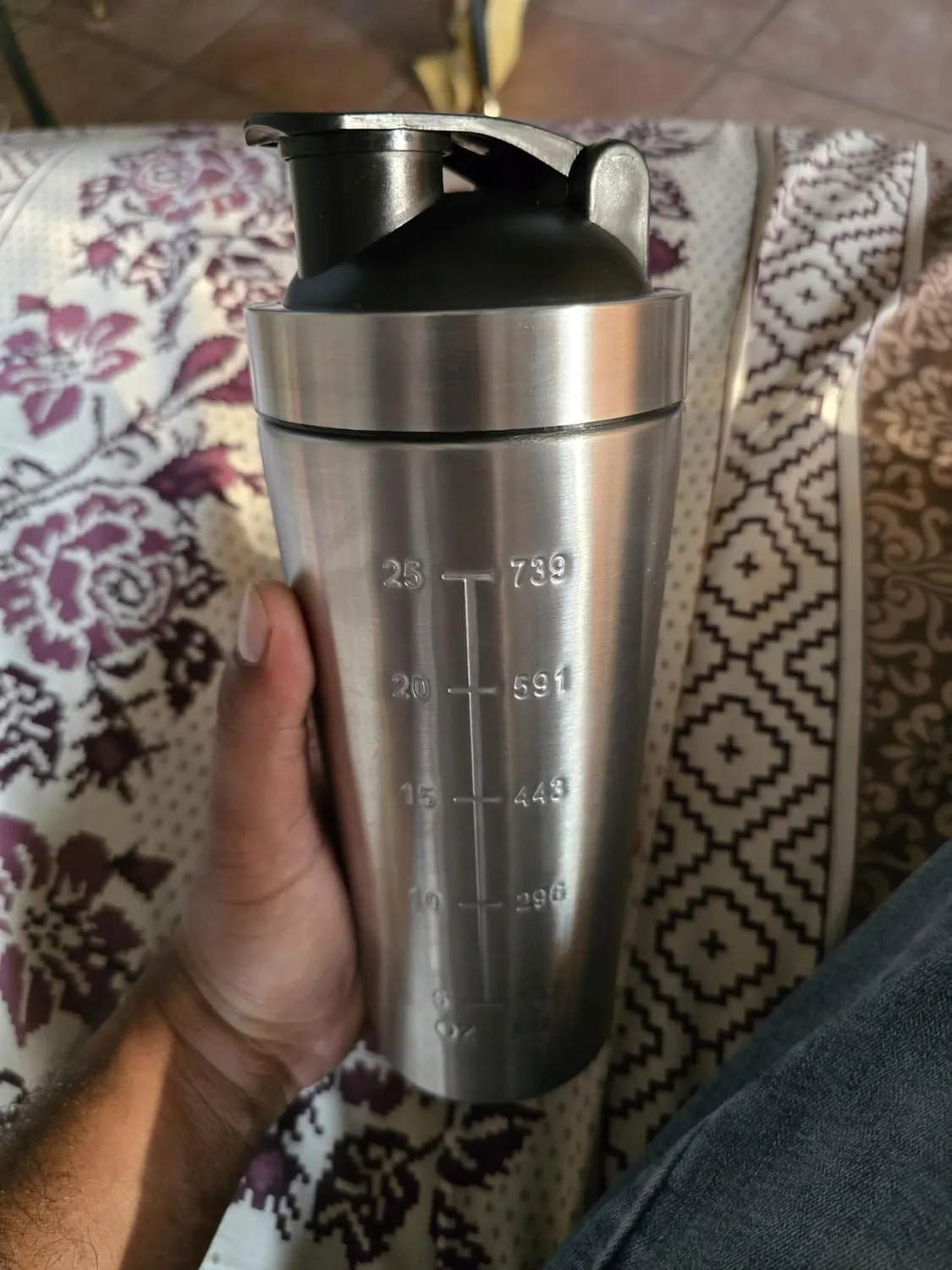 GymBeam Shaker Acciaio 750 ml Bianco con Filtro Proteine Fredde