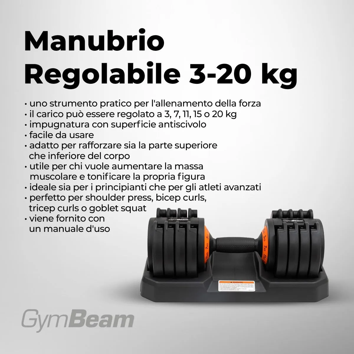 GymBeam Manubrio Regolabile 3-20 kg forza