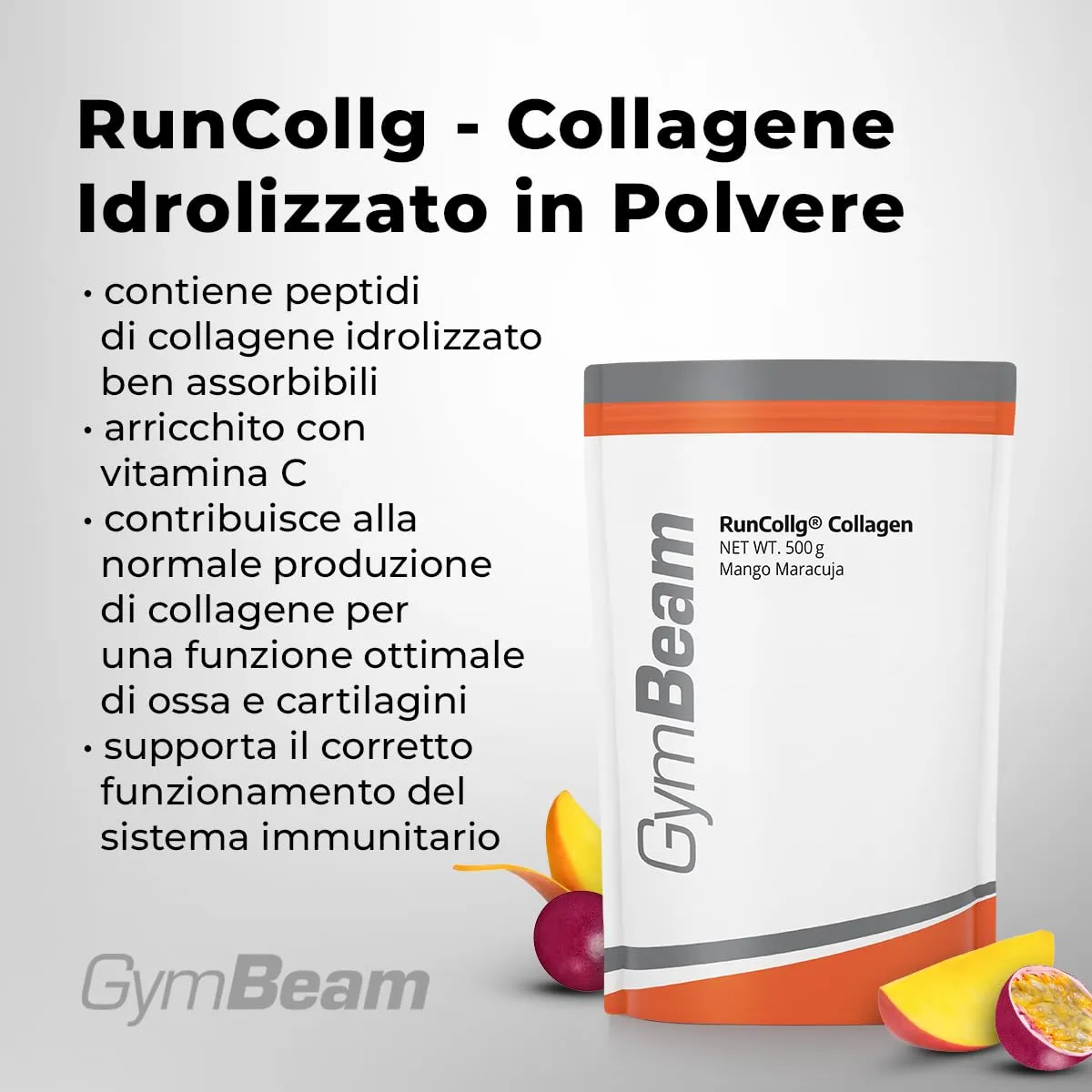 GymBeam RunCollg Collagene Polvere Mango-Maracuja Vitamina C