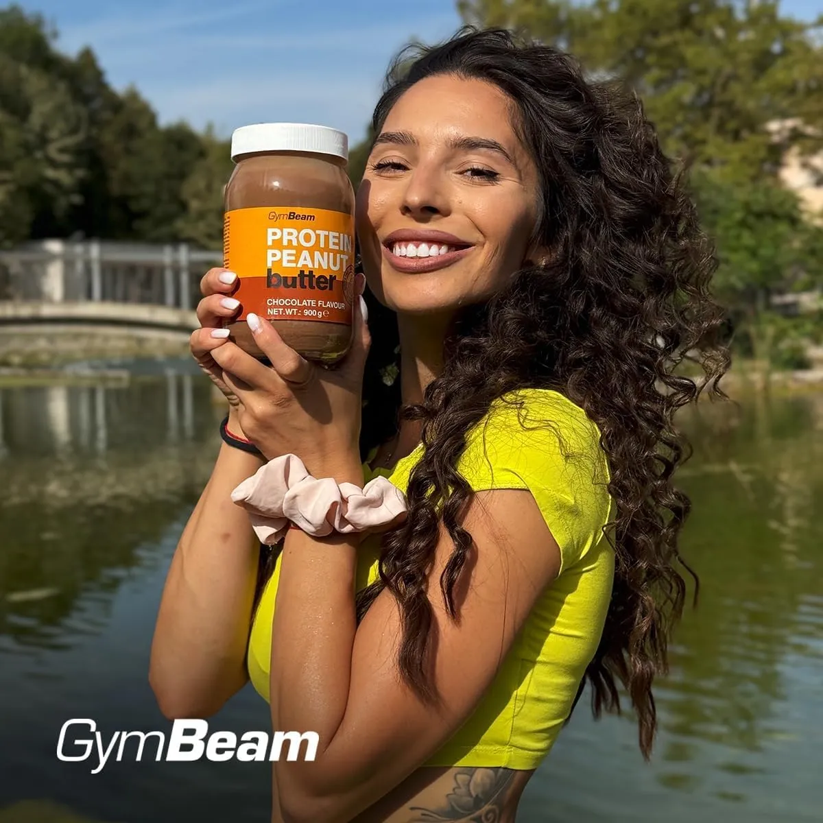 GymBeam Burro di Arachidi Proteico Cioccolato 900 g senza zuccheri