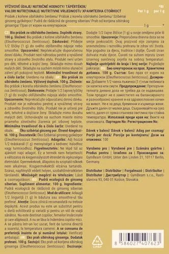 GymBeam Ginseng Siberiano Bio Polvere Energia