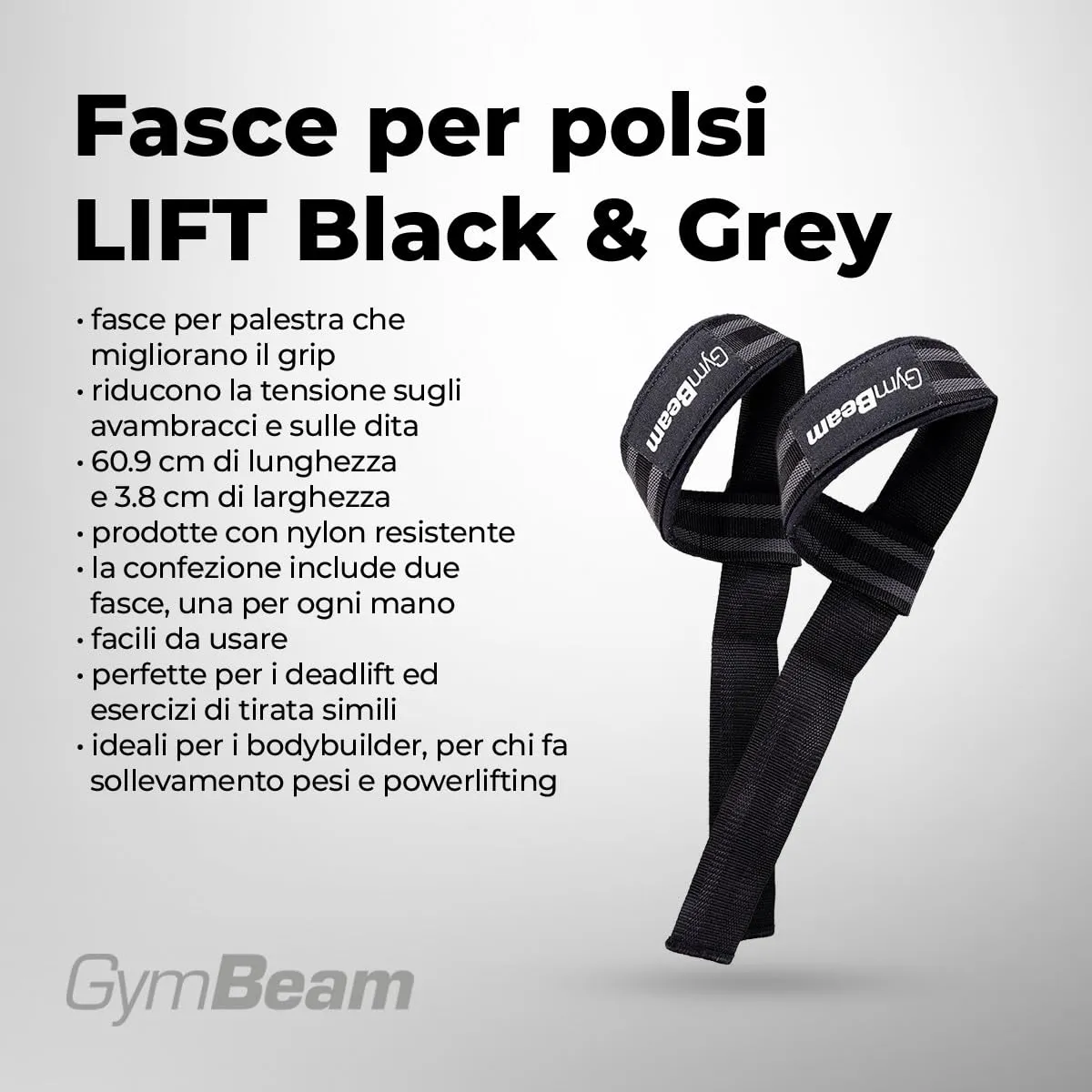 GymBeam Fasce LIFT straps palestra nylon 60,9 cm sollevamento