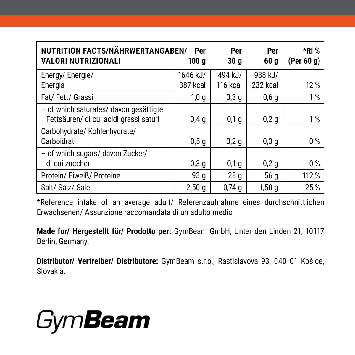 GymBeam Proteine Manzo 1000 g caramello salato
