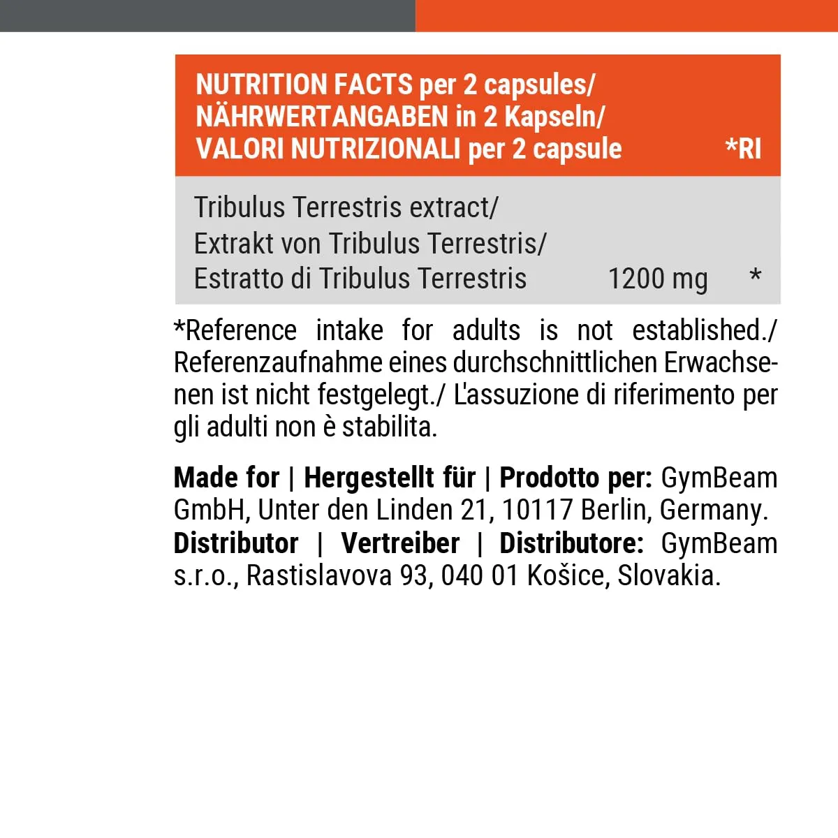 GymBeam Tribulus Terrestris compresse 120 cpr 1200 mg 90% saponine
