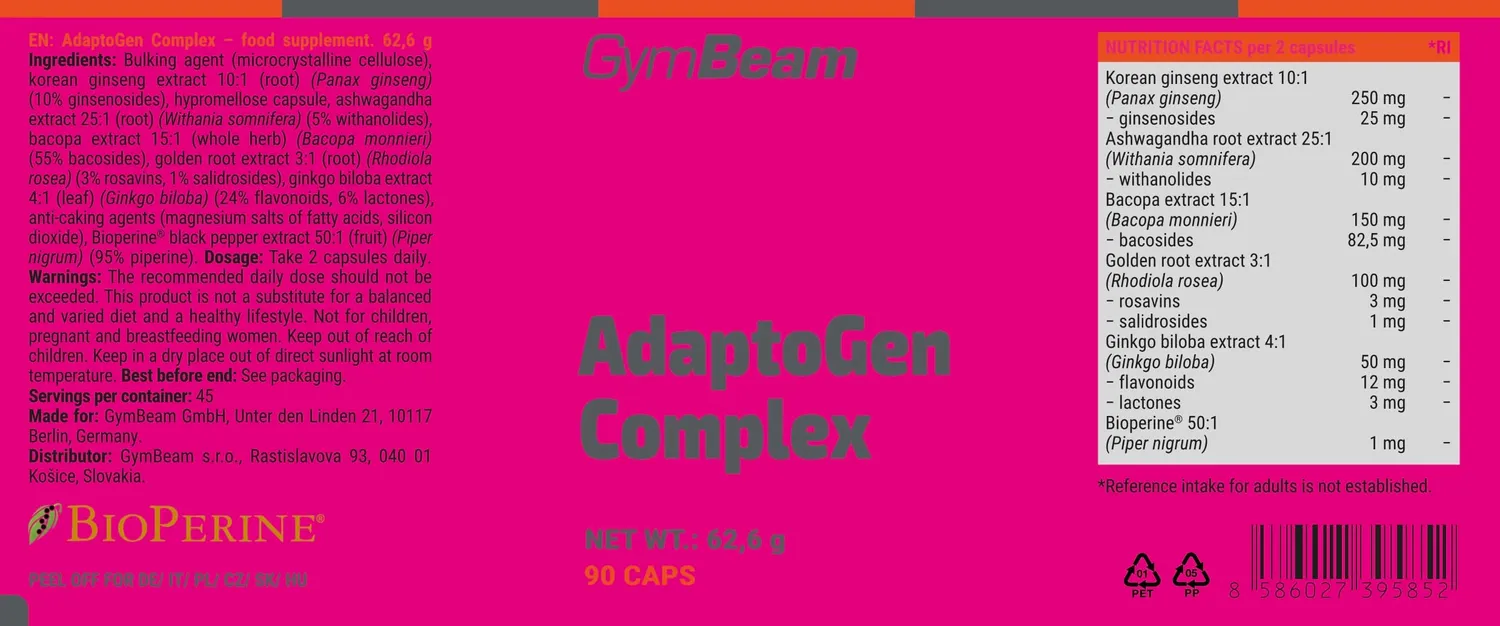 GymBeam AdaptoGen Complex Integratore 6 Estratti Vegano