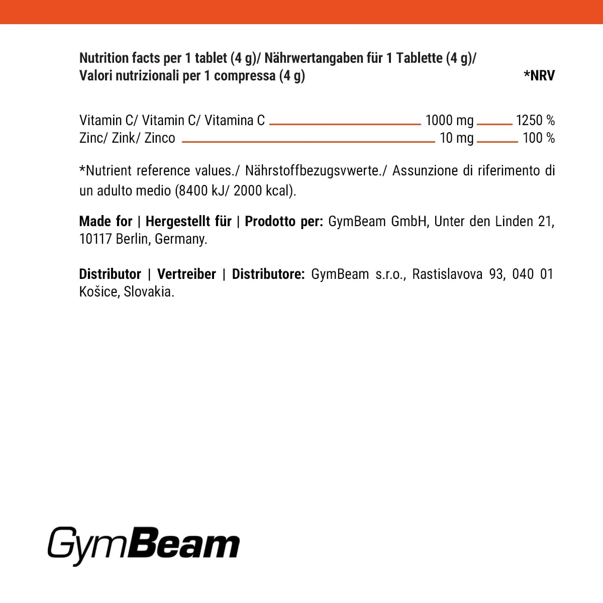 GymBeam Vitamina C + Zinco Effervescente compresse immunità