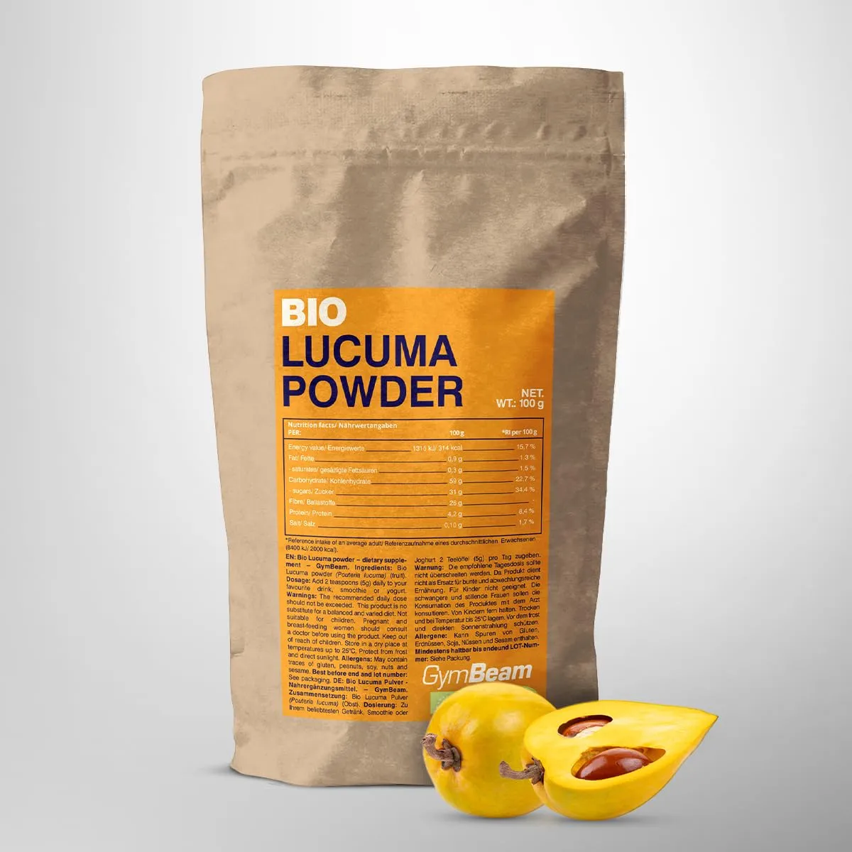 GymBeam Lucuma in Polvere BIO Dolcificante 100g Fibre