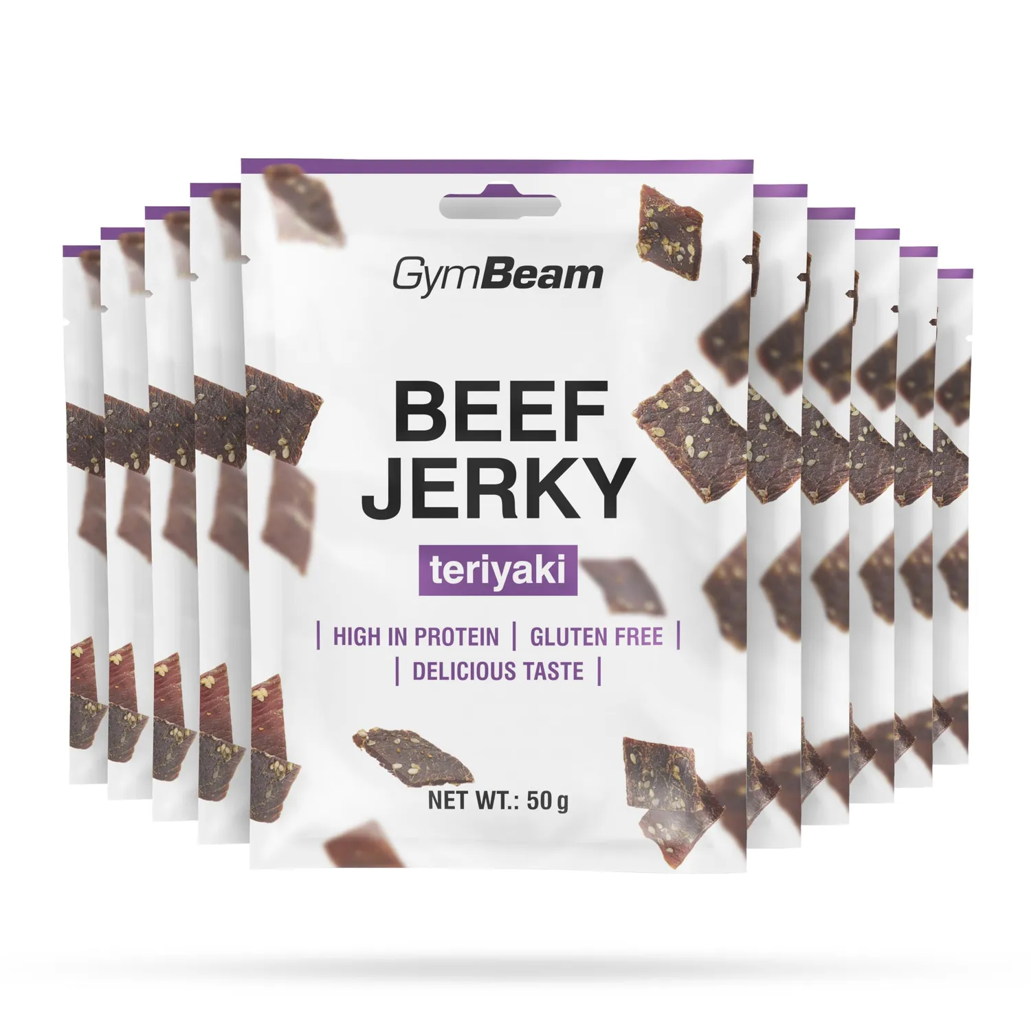 GymBeam Beef Jerky Carne Secca Snack Barbecue 50 g 64% Proteine