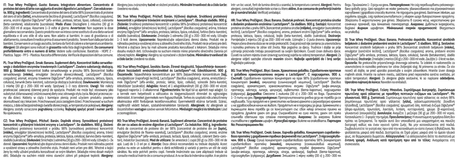 GymBeam True Whey ProDigest proteine banana 900 g con enzimi