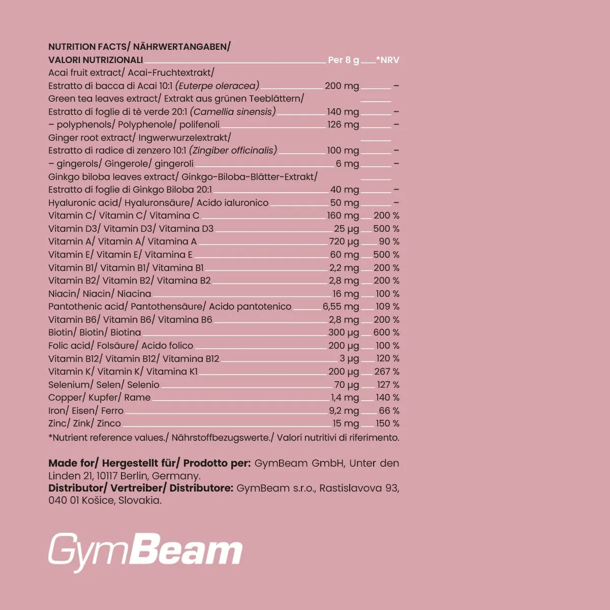 GymBeam Vita Pink multivitaminico donna 120 capsule energia