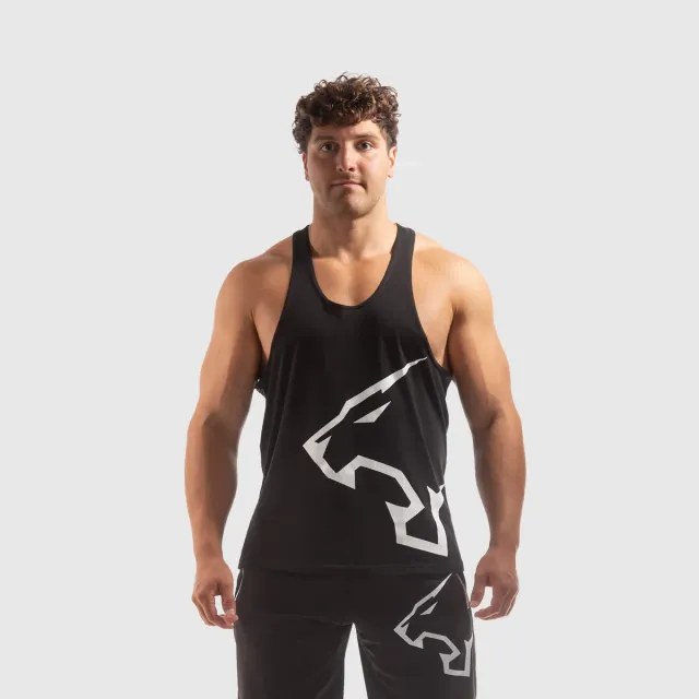 Push More Back canotta palestra uomo nera traspirante