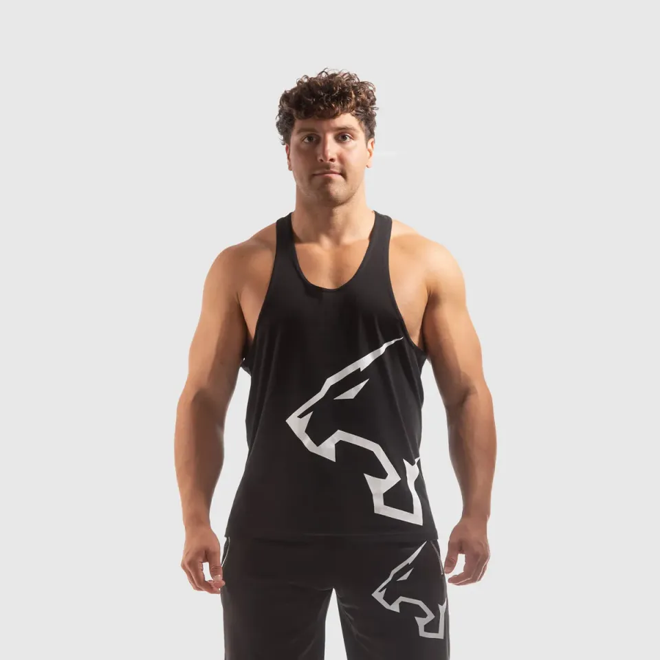 Push More Back canotta palestra uomo nera traspirante
