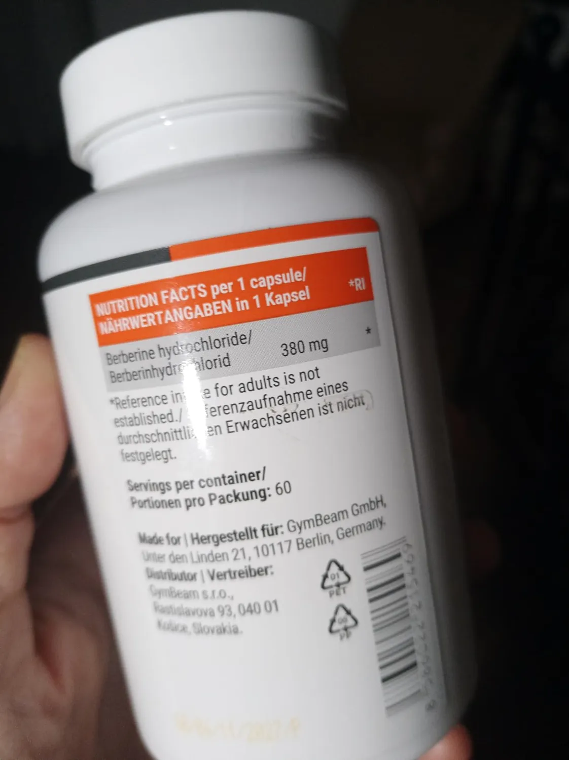 GymBeam Berberina 500 mg Capsule 60 cps Vegane