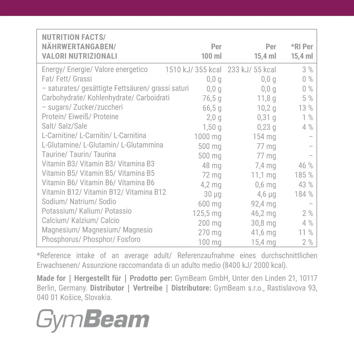 GymBeam ReHydrate 1000 ml Forest Fruit Ipotonica