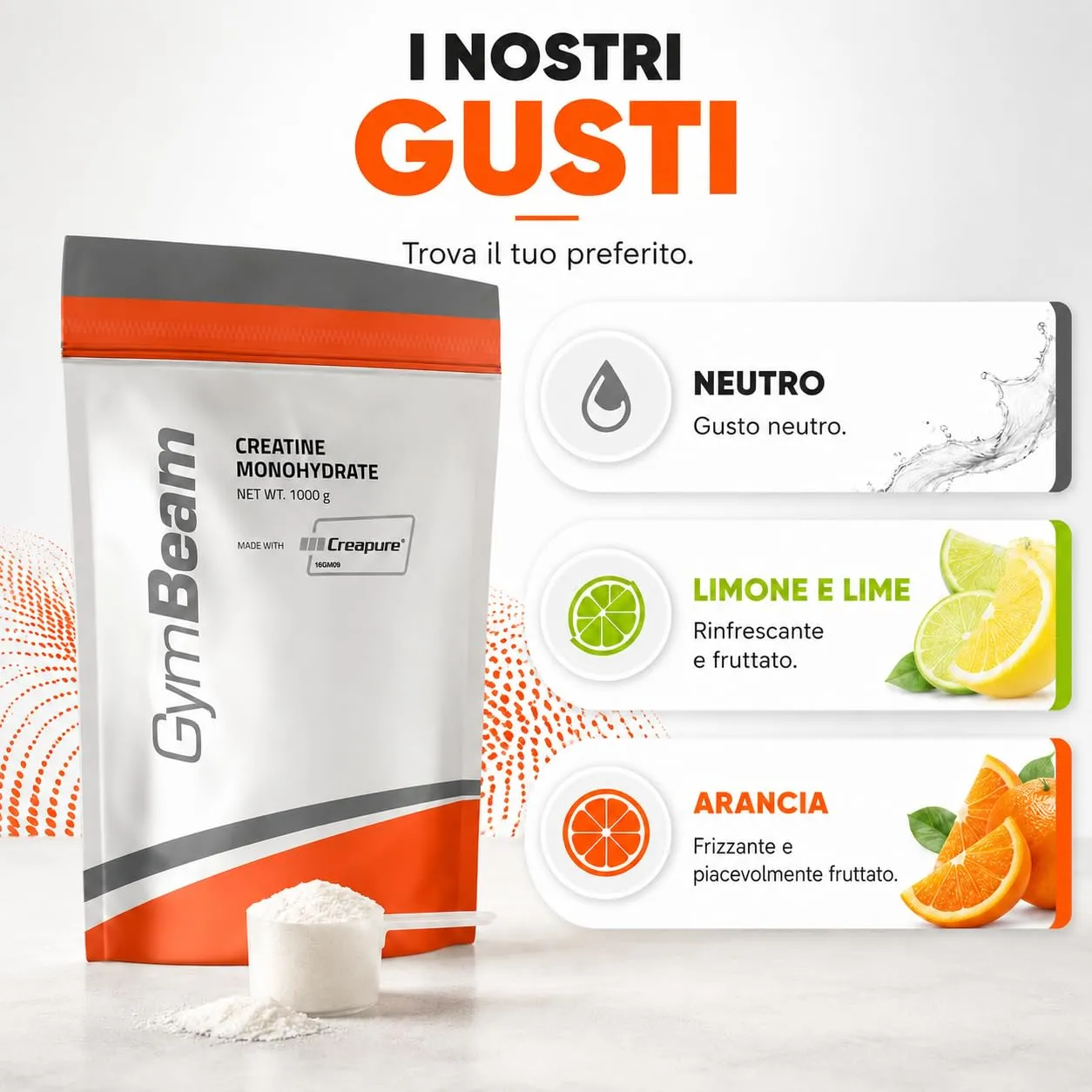 GymBeam Creatina Monoidrato Micronizzata 250 g Neutra Creapure