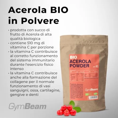 GymBeam Acerola BIO Polvere 100g Vitamina C Naturale