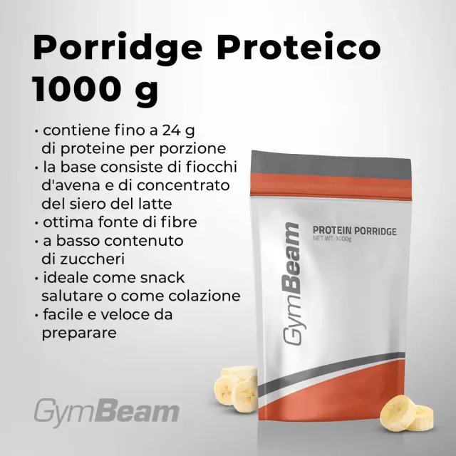 GymBeam Porridge Proteico 1000g banana 24g proteine