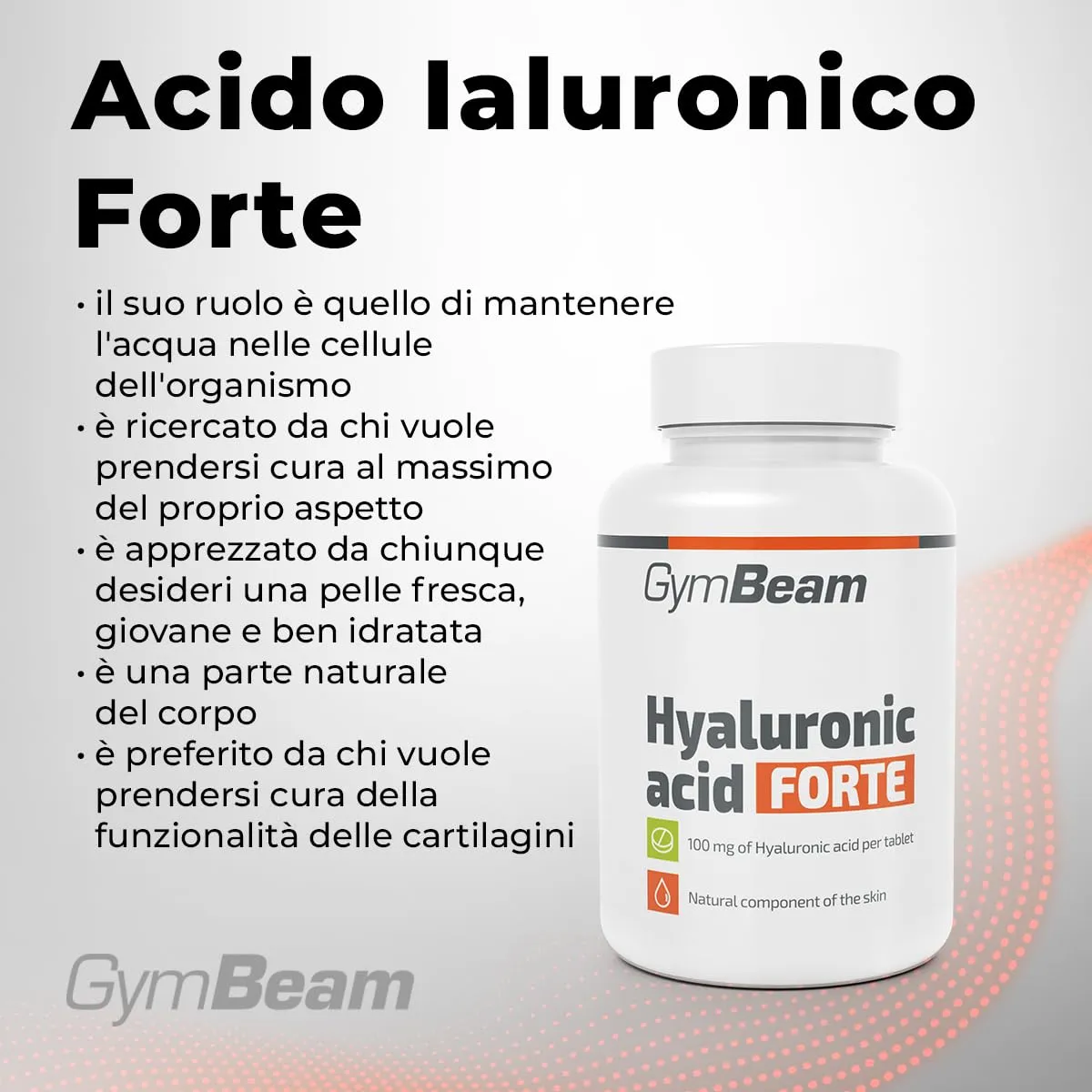 GymBeam Acido Ialuronico Forte 90 Compresse Pelle