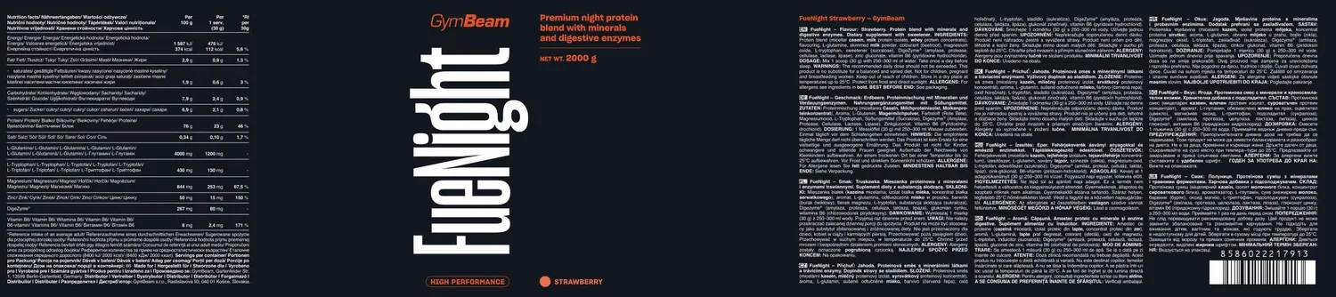 GymBeam FueNight proteine notte 2000g fragola 77%