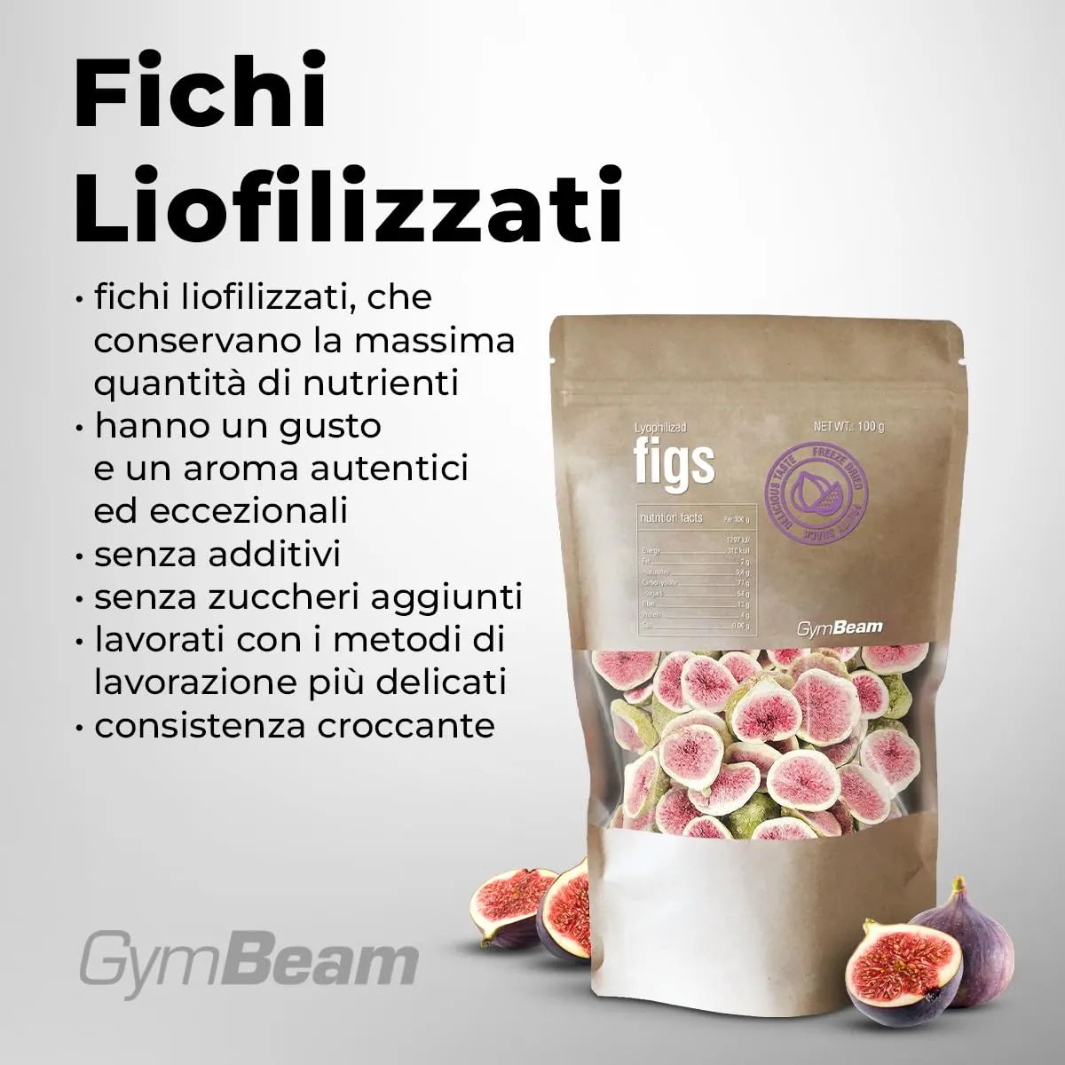 GymBeam Fichi Liofilizzati 100 g senza zuccheri aggiunti