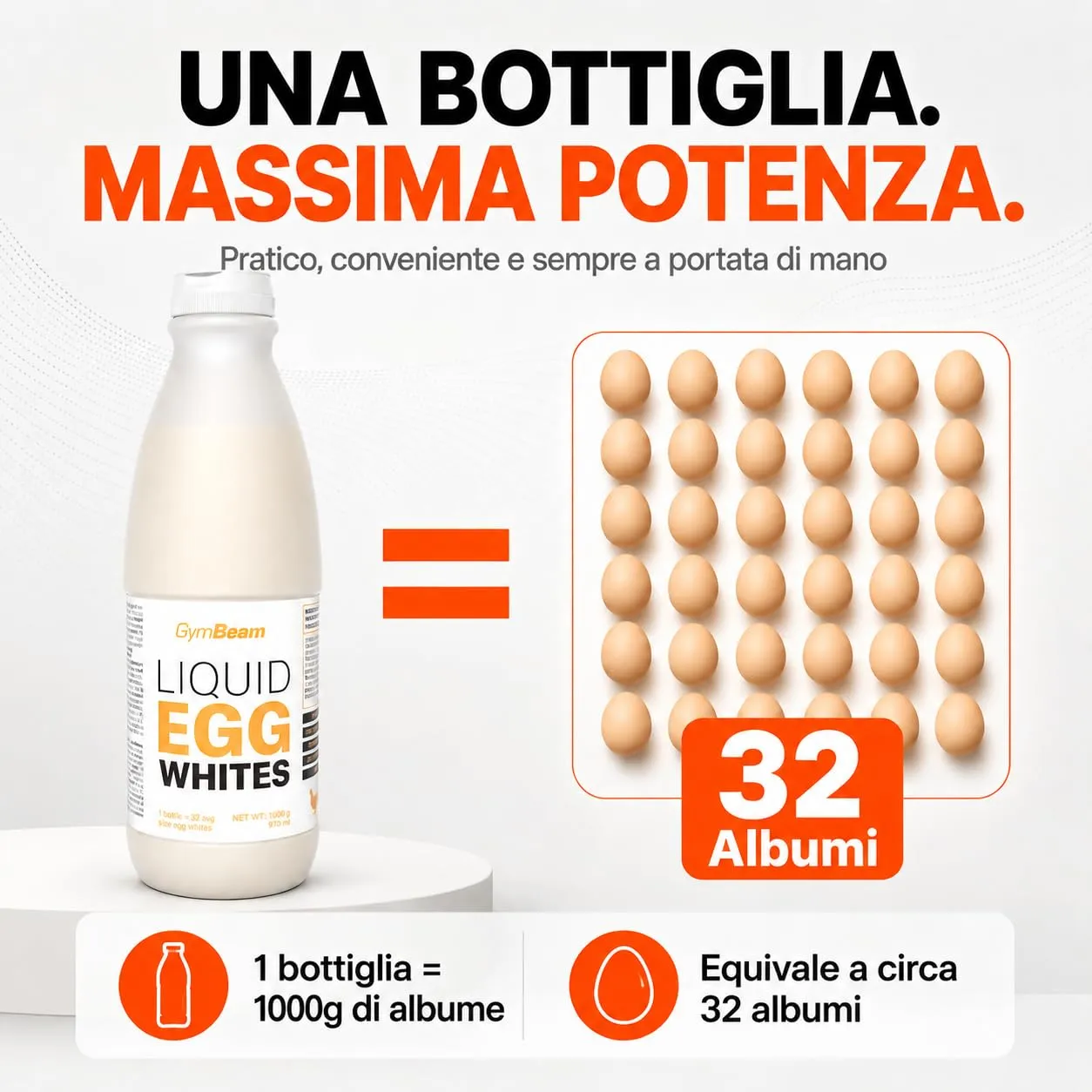 GymBeam Albumi Liquidi 1000 g Proteine 10,2 g Pastorizzati