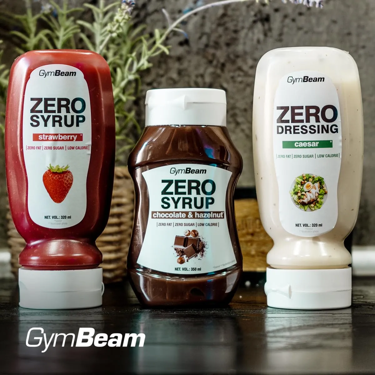 GymBeam Sciroppo ZERO sciroppo 350 ml cioccolato e nocciola
