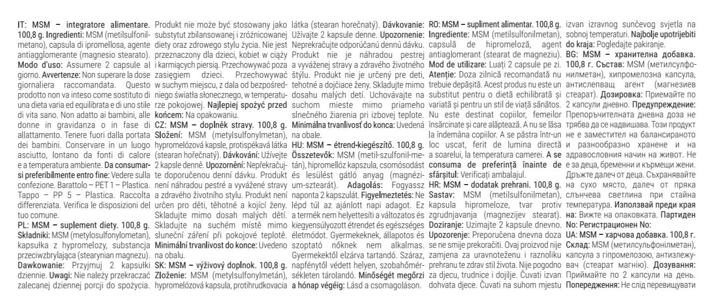 GymBeam MSM capsule 120 cps 1400 mg articolazioni