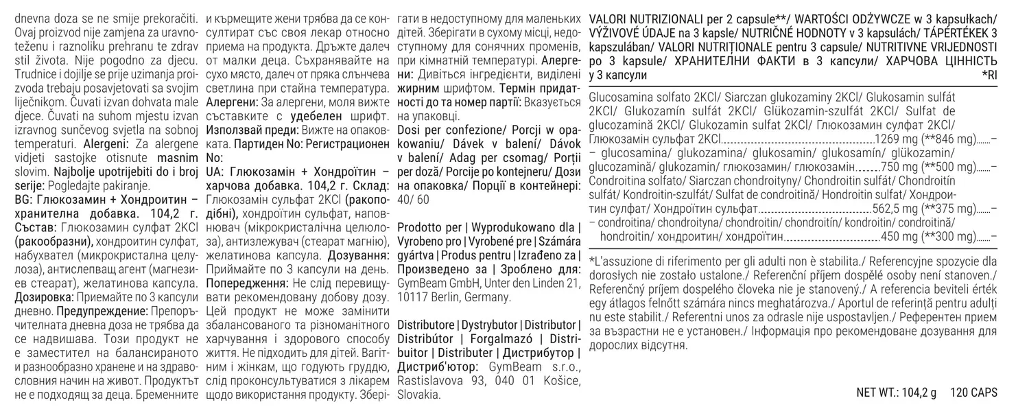 Gym Beam Glucosamina Condroitina capsule articolazioni mobili