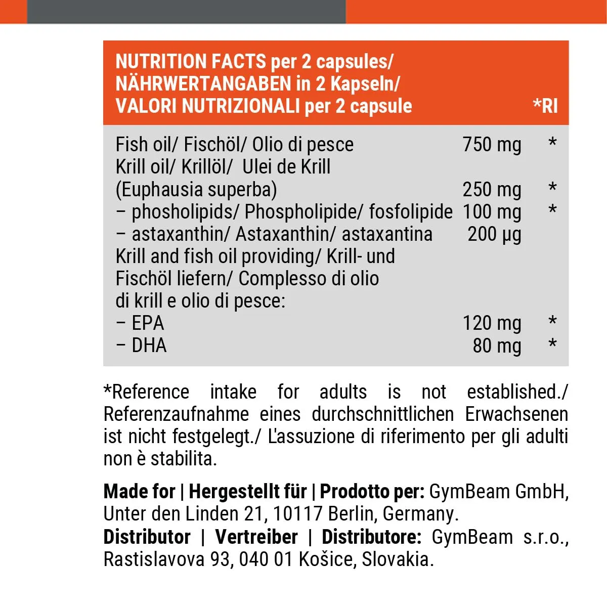 GymBeam Krill e Pesce Omega 3 Capsule 90 cps EPA DHA