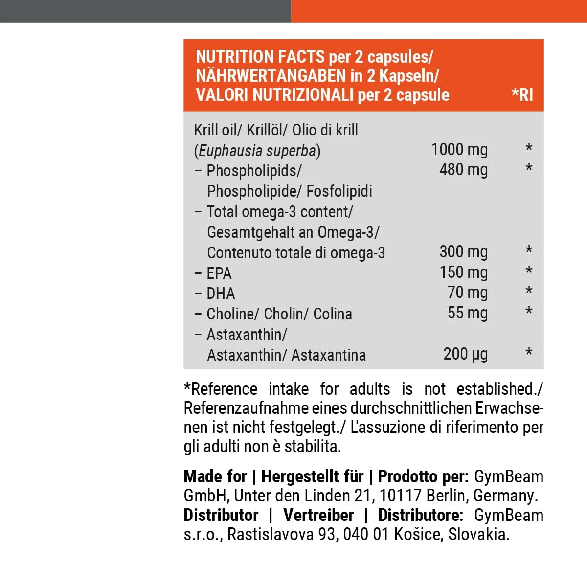 GymBeam Olio di Krill capsule 60 cps EPA DHA cuore