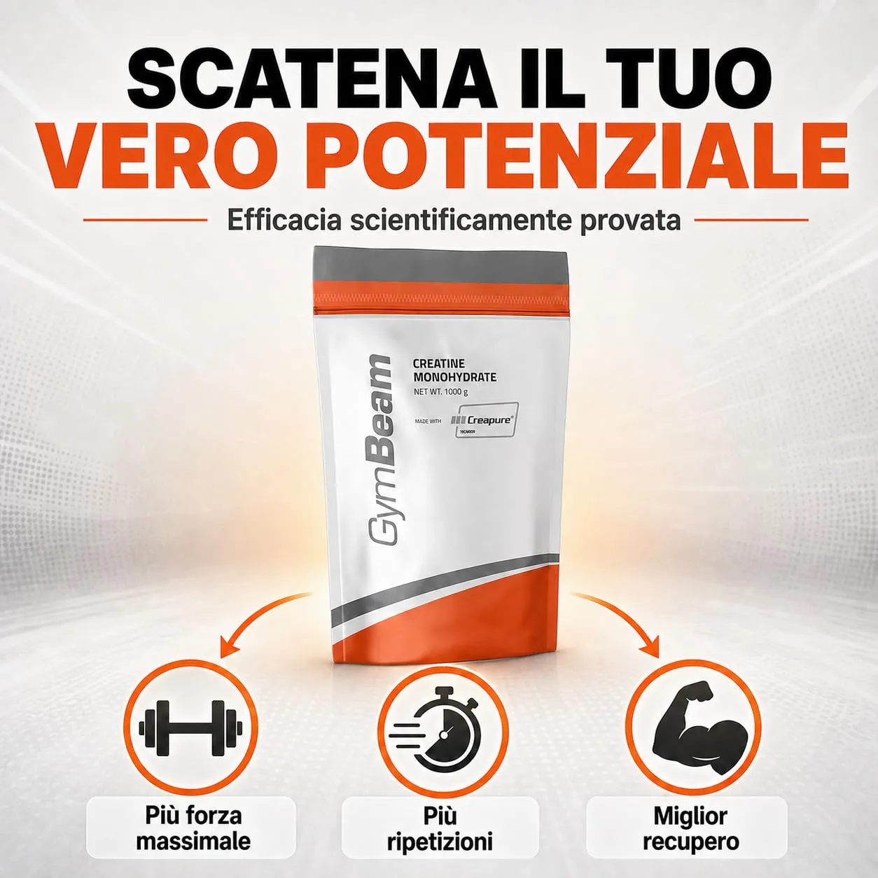 GymBeam Creatina Monoidrato Micronizzata 250 g Neutra Creapure