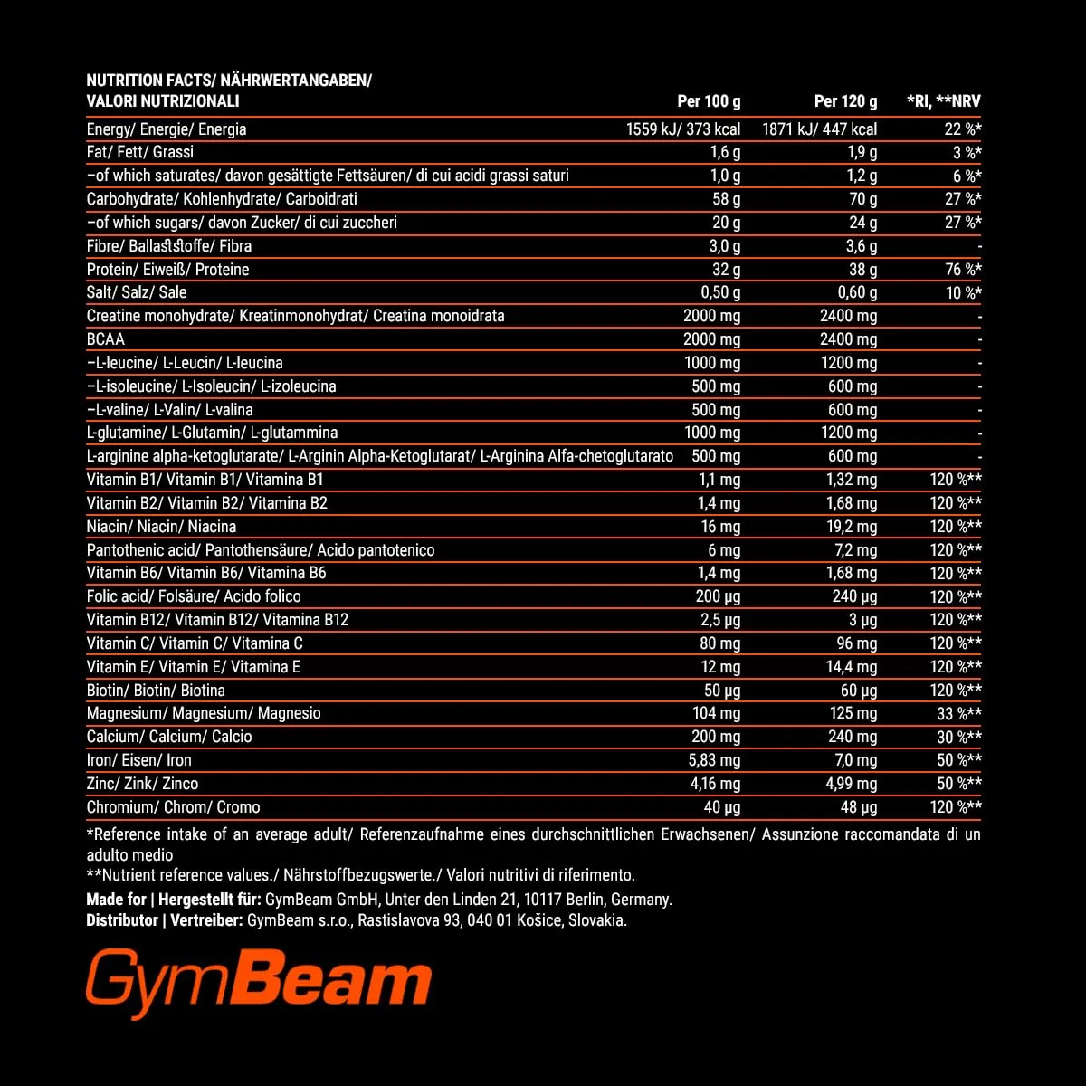 GymBeam FueGain gainer 2500 g fragola massa