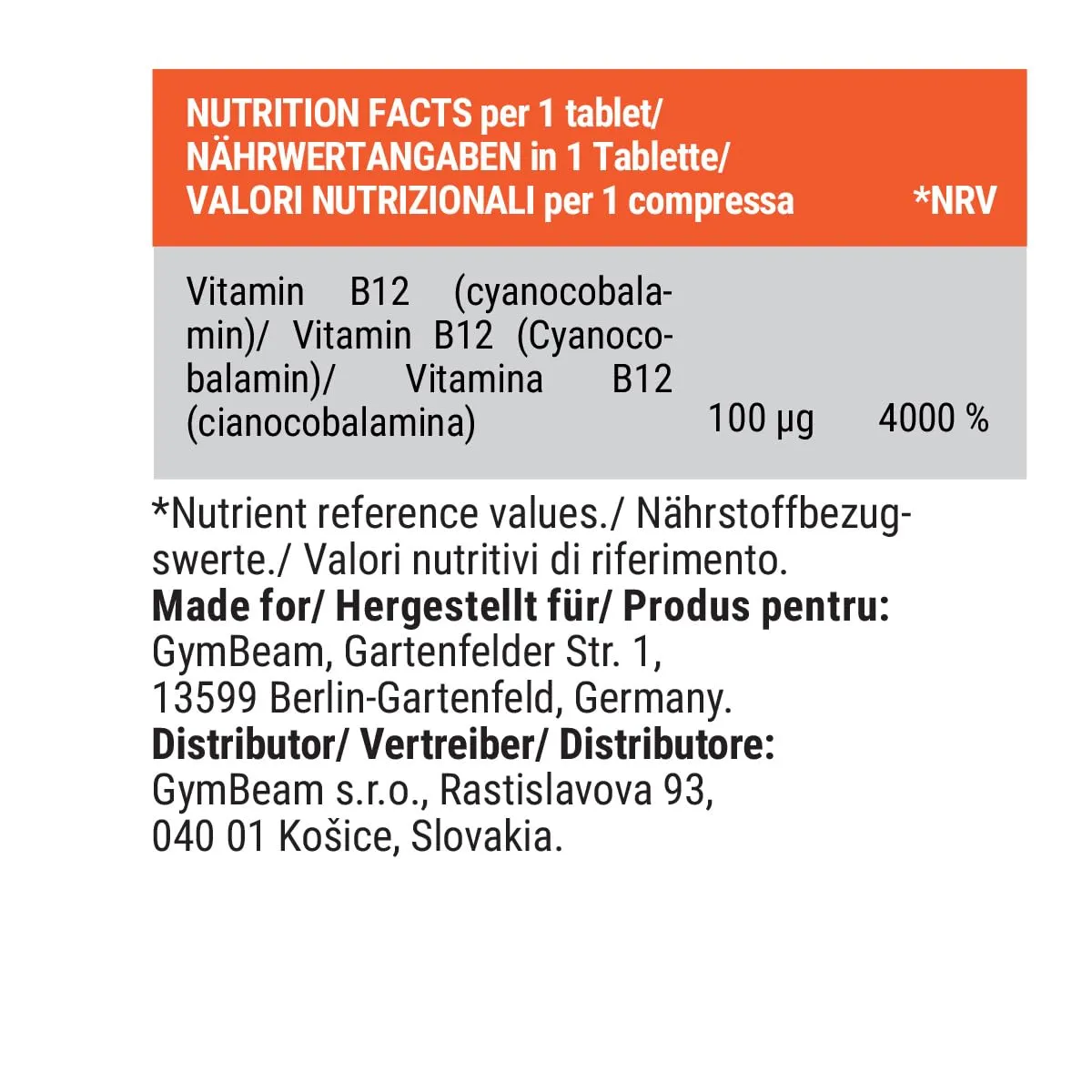 GymBeam Vitamina B12 compresse 90 pezzi per vegani