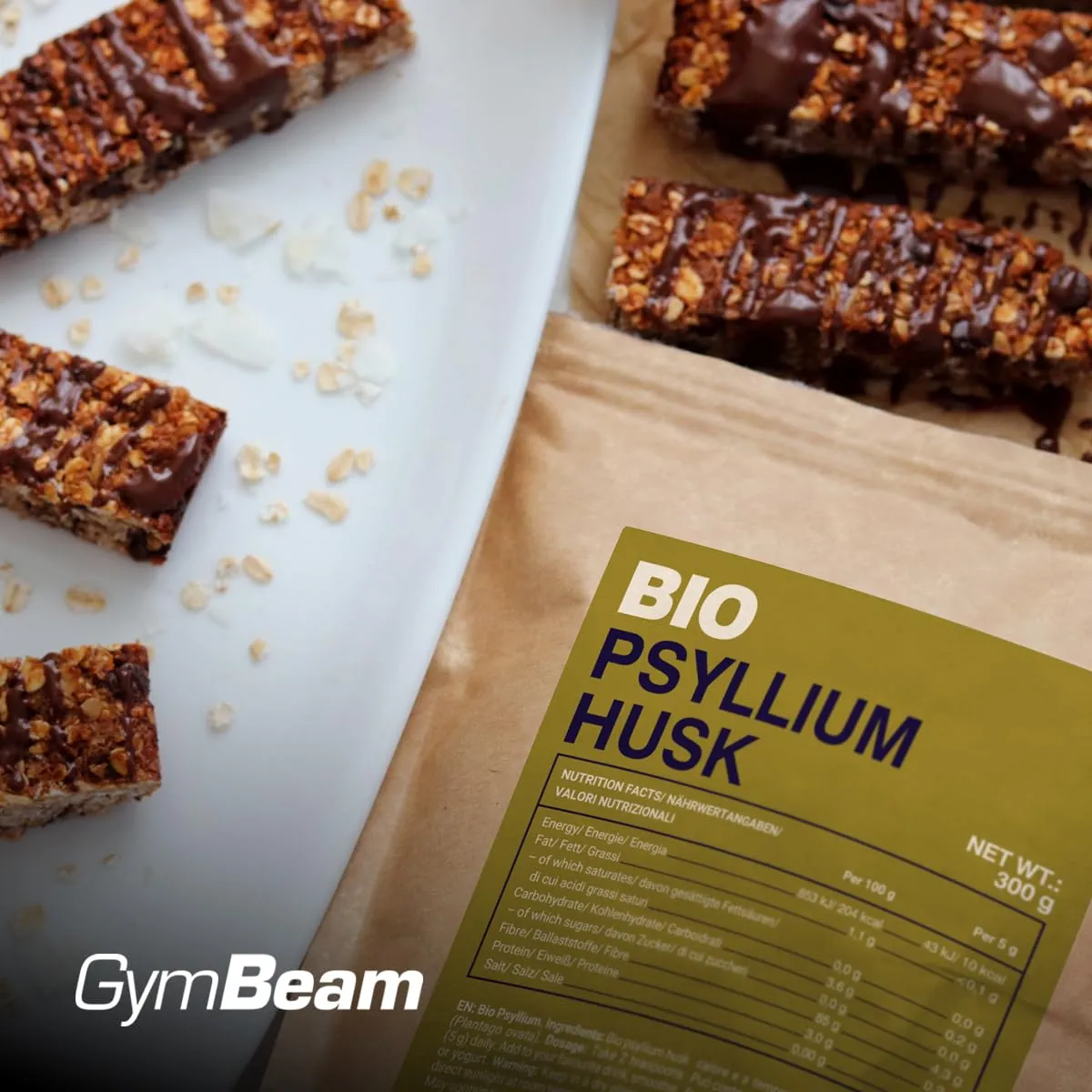 GymBeam Psillio BIO fibra 300 g senza glutine