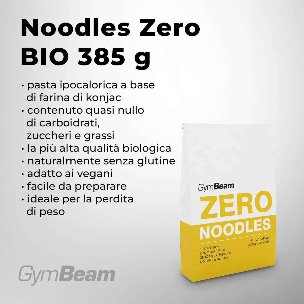 GymBeam Noodles Zero BIO pasta konjac 385 g ipocalorica