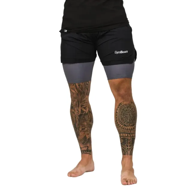 GymBeam 2in1 Pantaloncini Uomo Black Grey con Fodera