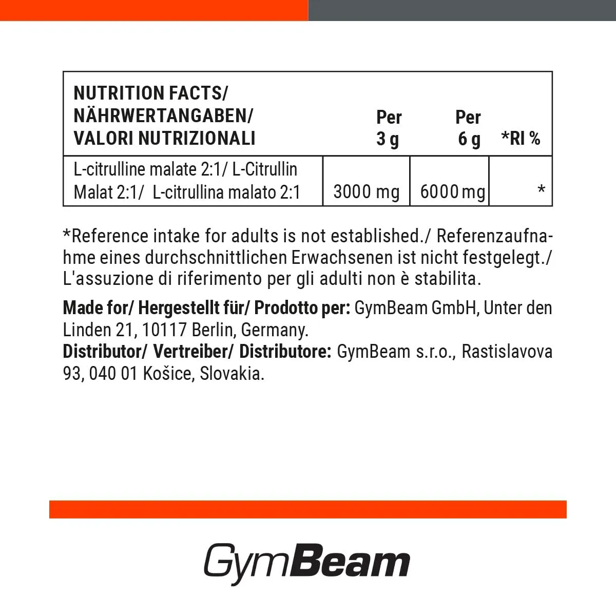 GymBeam Citrullina Malato polvere Mela Verde 250 g